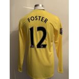 Foster Manchester United Match Issued Football Shirt: Premiership badging to arms. Number 12