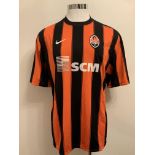 Shakhtar Donetsk 2010/2011 Match Worn Football Shirt: Worn by Eduardo. Short sleeve black and orange