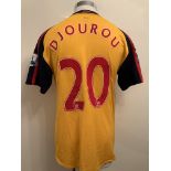 Djourou 2008/2009 Match Worn Arsenal Away Football Shirt: Yellow short sleeve shirt worn in a