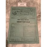 38/39 West Ham v Chesterfield Football Programme: Second Division match in fair/good condition