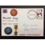 Roger Hunt England Signed 1966 World Cup First Day Cover: Original FDC with England winners