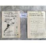 Colwyn Bay 1950s Home Football Programmes: Welsh League v 55/56 Bangor City + 56/57 v