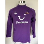 Kanoute 2003/2004 Match Worn Tottenham 3rd Kit Football Shirt: Long sleeve purple Kappa shirt number