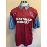 Webster West Ham 95/96 Centenary Match Worn Football Shirt: Short sleeve claret and blue Pony