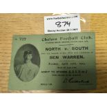 1914 Ben Warren Chelsea Benefit Football Ticket: Incredibly rare chance to obtain the ticket for the