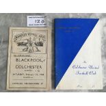 1950/51 Colchester United Football Handbook + More: First season in the Football League handbook