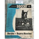 1960 Bayern Munich v Burnley Football Programme: Played in USA on 28 5 1960 an end of season