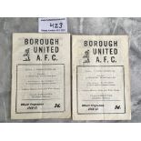 60/61 Borough United Home Football Programmes: Matches v Colwyn Bay and Flint Town are good with