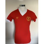 Liverpool 1981 League Cup Final Match Issued Football Shirt: Short sleeve red shirt from the