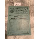 38/39 West Ham v Notts Forest Football Programme: Second Division match in very good condition