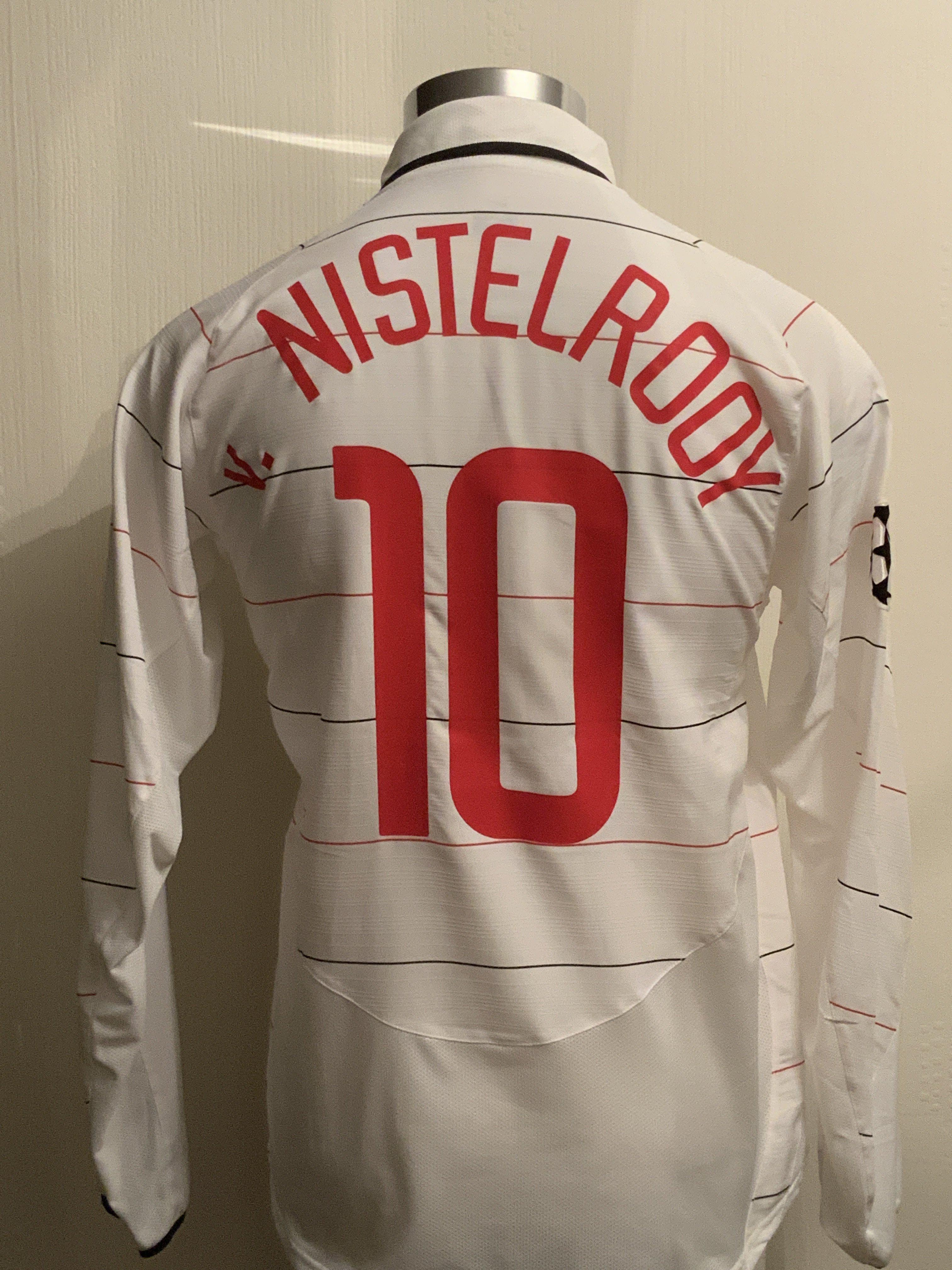 Van Nistelrooy Manchester United Champions League Match Issued Football Shirt: White number 10 short
