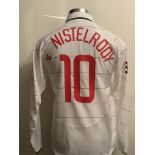 Van Nistelrooy Manchester United Champions League Match Issued Football Shirt: White number 10 short