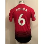 Pogba Manchester United Premier League Match Worn Football Shirt: Red number 6 short sleeved from