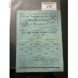 45/46 West Ham v Plymouth Football Programme: League match dated 16 2 1946 with tear and team