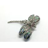 A silver plique-a-jour dragonfly brooch/pendant se