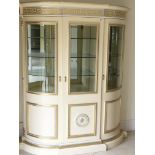 A Quality modern cream painted and guilt decorated Neo classical design display cabinet with Greek