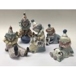 5 Lladro porcelain clown figurines. (4 boxed).