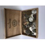 A box of circulated used mix of coinage.