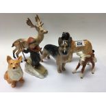 A group of porcelain animals including Royal Copen