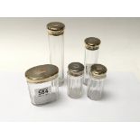 5 hallmarked silver gilt vanity bottles with marks for Louis Augustus Leines & Sons 1922.