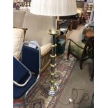 A modern design chrome and brass standard lamp and a chrome table lamp (2)