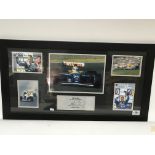Two framed Formula 1 racing pictures, including Nigel Mansell and Ayrton Senna