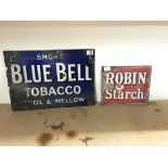 Vintage enamel sign â€˜Blue Bell Tobaccoâ€™ (50cm