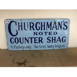 Vintage enamel sign for â€˜Churchmanâ€™s noted cou