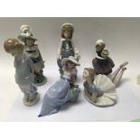6 Nao & Lladro porcelain figurines (various condit