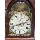 A Victorian mahogany long case clock the arched di