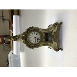 French gilt metal and mother of pearl mantle clock