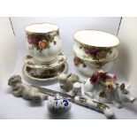 A collection of Royal Albert china, Llaldro etc.