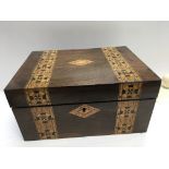 A walnut and Tunbridge ware type writing box with