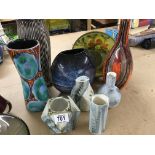 4 Carn pottery vases, 3 Modern Poole pottery studi
