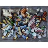 A collection of ceramic butterflies, together with