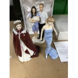 Three Royal Doulton figures the Royal Family