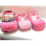 3 Barbie cars including VW Beetle. Unboxed - NO RESERVE