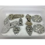 A collection of diamonte dress clips.
