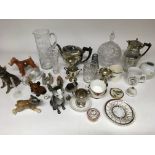 A box of various ceramic and glass items Etc.
