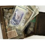 A collection of coins and bank notes various