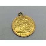 A 1903 half sovereign, approx 3.9g.