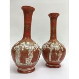 A pair of Kutani vases decorated with Immortals. Height 22cm approx