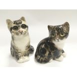 Two Winstanley cats, approx heights 13cm and 11.5c