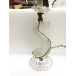 A Vintage cut glass lamp. In the form of a stylise