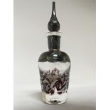 An Art Deco style perfume bottle with silver inlay