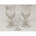 A pair of early 19th Century wine goblets with fac