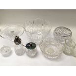 A mixed collection of glassware. Including a jug,
