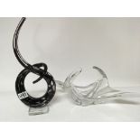 Two modern design art glass ornaments no damage.