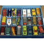 A case of Matchbox Superfast cars together with boxed and unboxed playworn vehicles and train