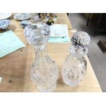 2 x Cut glass decanters.